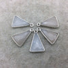 Silver Plated Natural White Beryl Faceted Arrow/Triangle Shaped Copper Bezel Pendant - Measures 12mm x 16-18mm - Sold Individually, Random