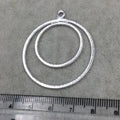 37mm x 37mm Large Sized Silver Plated Copper Double Nested Circular/Hoop Shaped Pendant Components - Sold in Packs of 10
