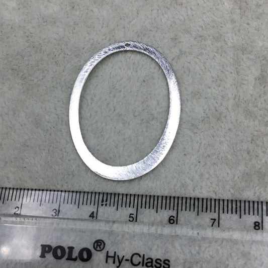 30mm x 40mm Silver Brushed Finish Thick Open Oval Shaped Plated Copper Components - Sold in Pre-Counted Bulk Packs of 10 Pieces - (582-SV)