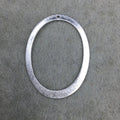 30mm x 40mm Silver Brushed Finish Thick Open Oval Shaped Plated Copper Components - Sold in Pre-Counted Bulk Packs of 10 Pieces - (582-SV)