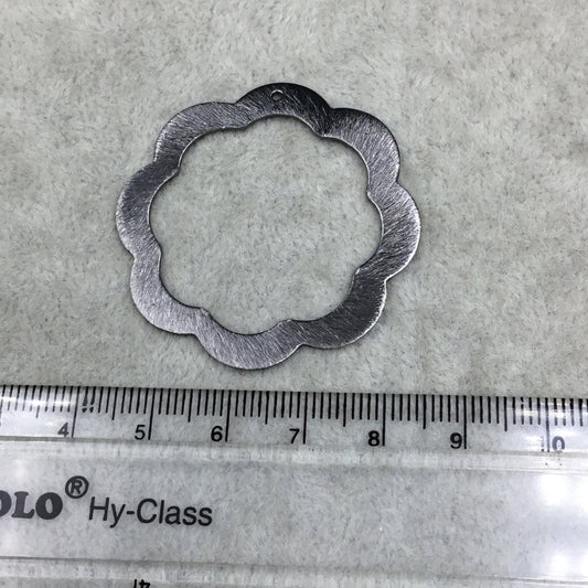 42mm x 42mm Medium Sized Gunmetal Plated Copper Thick Open Scalloped Flower Blossom Shaped Components - Sold in Packs of 10 (585-GM)
