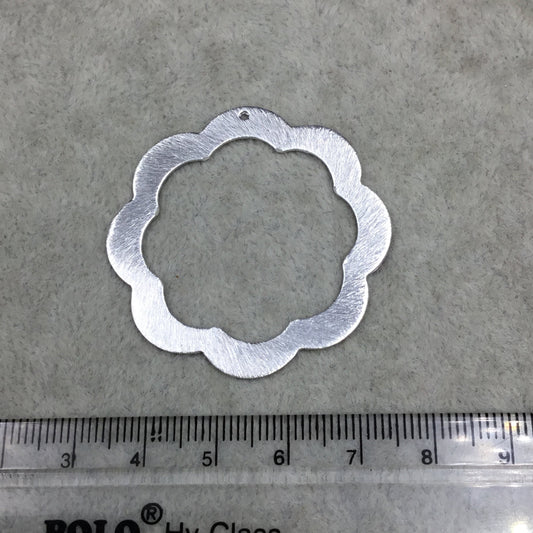 42mm x 42mm Medium Sized Silver Plated Copper Thick Open Scalloped Flower Blossom Shaped Components - Sold in Packs of 10 (585-SV)