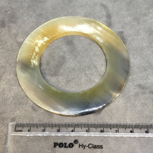 3.5" Semi-Transparent Black/Brown Open Ring Shaped Lightweight Natural Horn Pendant/Component - Measuring 90mm x 90mm