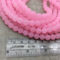 8mm Matte Finish Dyed Light Pink Jade Round/Ball Shaped Beads with 0.8mm Holes - Sold by 14.5" Strands (Approx. 47 Beads) - Quality Gemstone