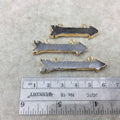 2-2.5" Gold Finish Arrow Shaped Electroplated Gray Aventurine Pendant - Measuring 50mm-64mm Long - Sold Individually
