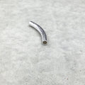 38mm x 4mm Silver Brushed Long Curved Tube (with 2mm Hole) Plated Copper Component  - Sold in Packs of 10 (600-SV)
