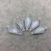 Silver Plated Natural White Beryl Faceted Dagger Shaped Copper Bezel Connector - Measures 10mm x 20mm - Sold Individually, Random