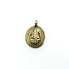1" Oxidized Gold Plated Rustic Ganesha Copper Oval God/Deity Pendant with Attached Ring  - 18mm x 25mm, Approximately