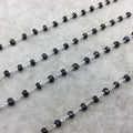 Black Spinel Rosary Chain - 4mm Beaded Chain for Jewelry Making: Necklaces, Chokers, Rosaries, Bracelets, ETC.