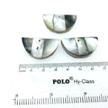 1 1/4" Iridescent Gray/White Natural Abalone Shell Semi-Circle/Half Moon Shaped Pendant - Measuring 17mm x 30mm.