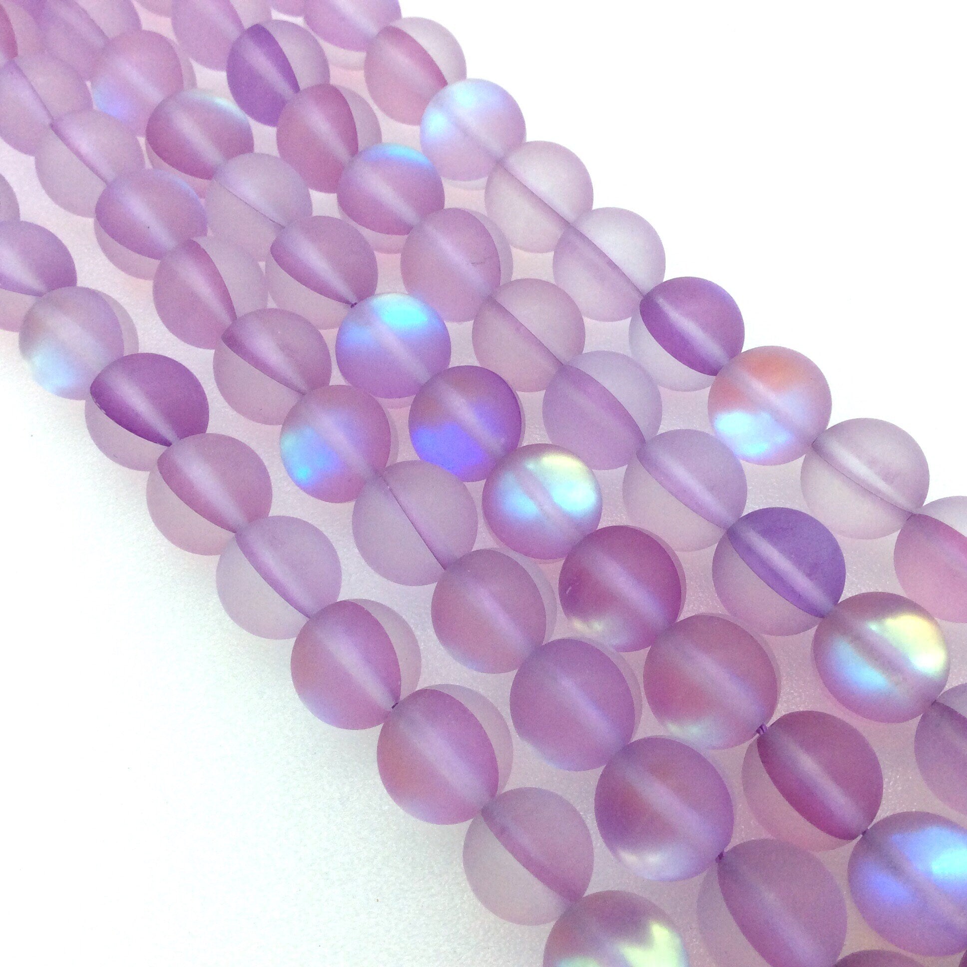 Synthetic Moonstone Beads | Moonlight Glass | Mermaid Glass Beads 