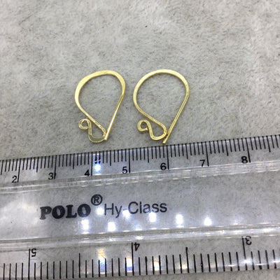 15mm x 22mm - 18k Gold Overlay Hammered French Hook - High Quality Earring Wire - 4 Pairs Per Pack (8 Pieces Total)
