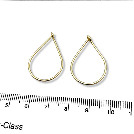 19mm x 28mm - 18k Gold Overlay Pear/Teardrop Shape - High Quality Earring Wire - 4 Pairs Per Pack (8 Pieces Total)