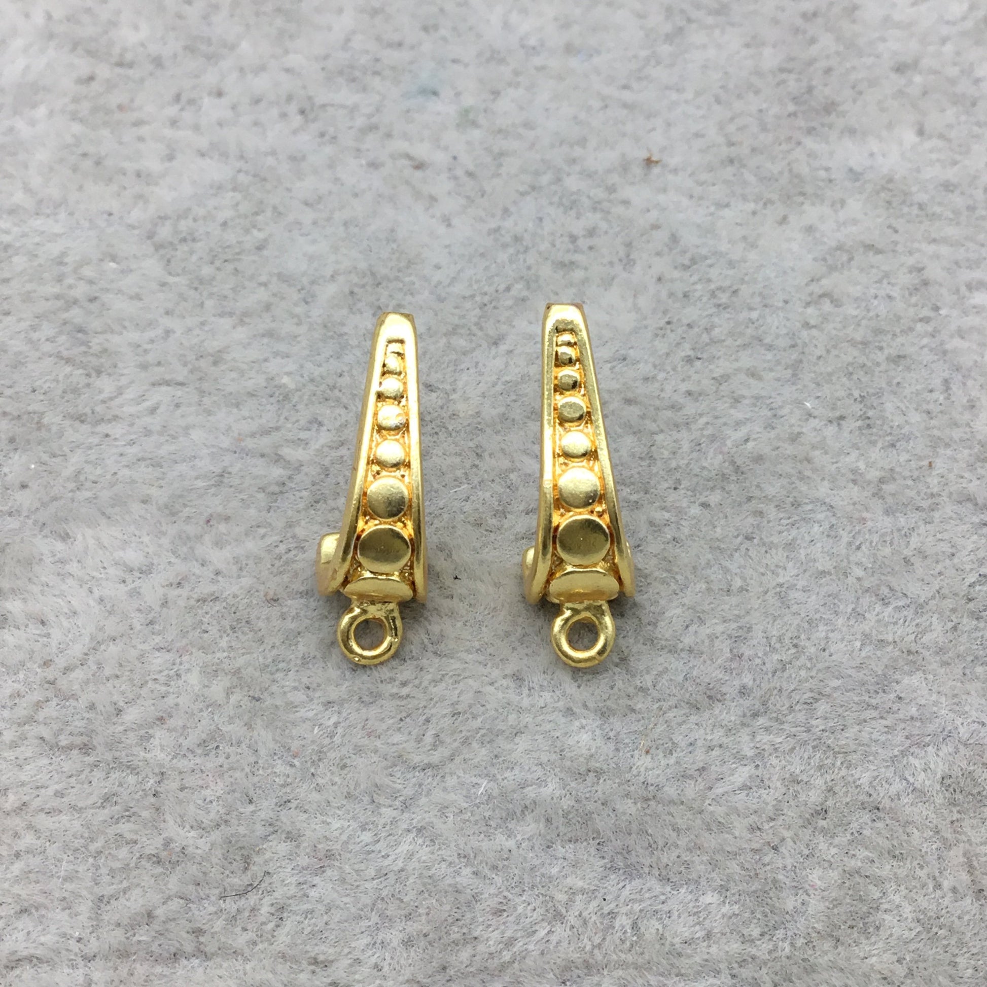 8mm x 17mm - High Quality 18k Gold Overlay Post Clip with Circle Design and Loop - 1 Pairs Per Pack (2 Pieces Total)