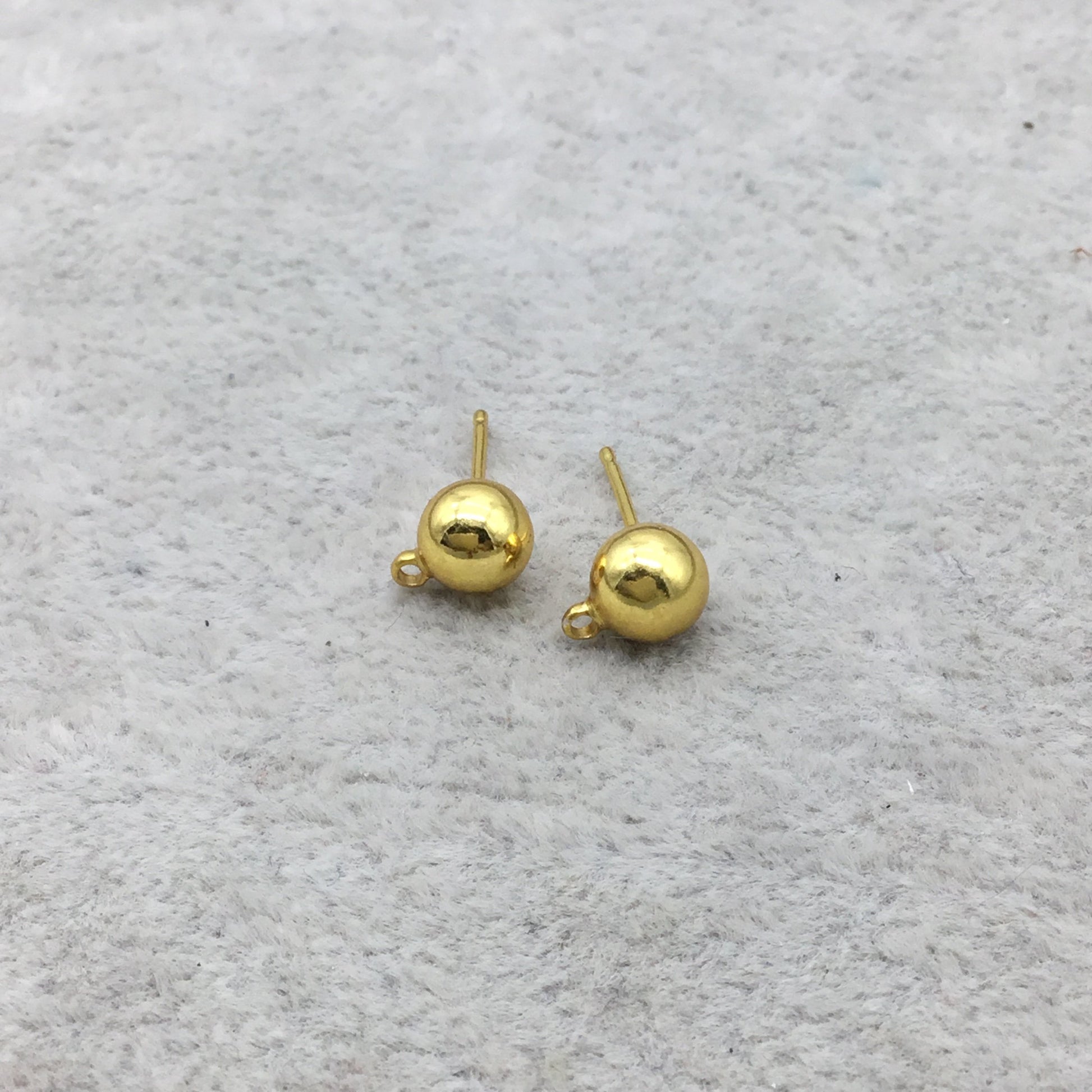 18k Gold Overlay 6mm Ball with Loop Post Clip - High Quality Earring Finding - Two Pairs Per Pack (Four Pieces Total)