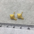 18k Gold Overlay 7mm Kite Shape with Loop Post Clip - High Quality Earring Finding - One Pairs Per Pack (Two Pieces Total)