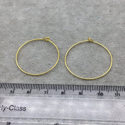 30mm x 30mm - 18k Gold Overlay Circle Shape - High Quality Earring Wire - Seven Pairs Per Pack (Fourteen Pieces Total)