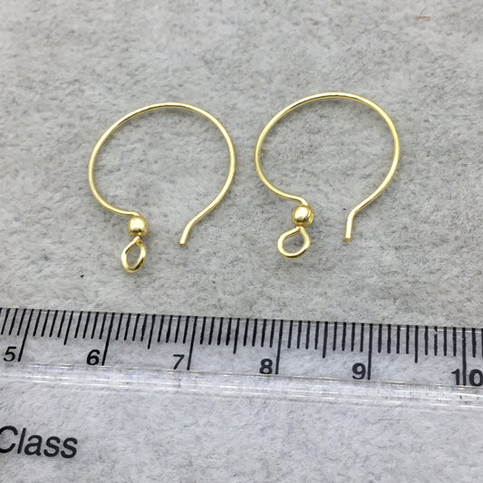 18k Gold Overlay 26mm Hoop with French Hook and Ball - High Quality Earring Finding - Seven Pairs Per Pack (Fourteen Pieces Total)