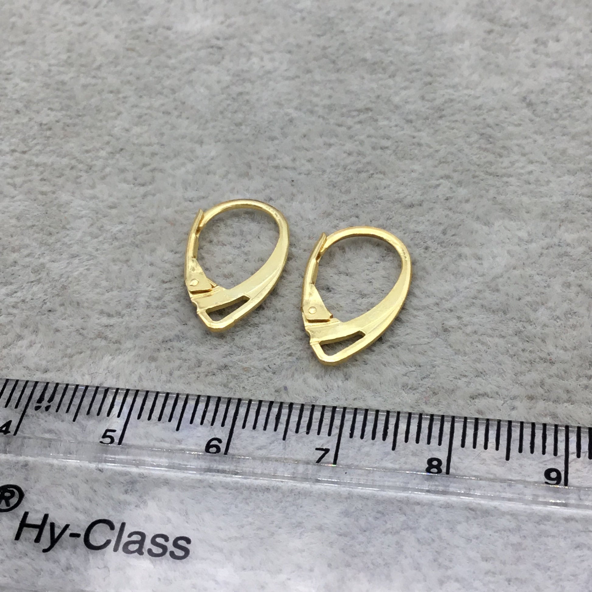 9mm x 17mm - 18k Gold Overlay Lever Back with Triangle Shaped Loop - High Quality Earring Finding - Four Pairs Per Pack (Eight Pieces Total)