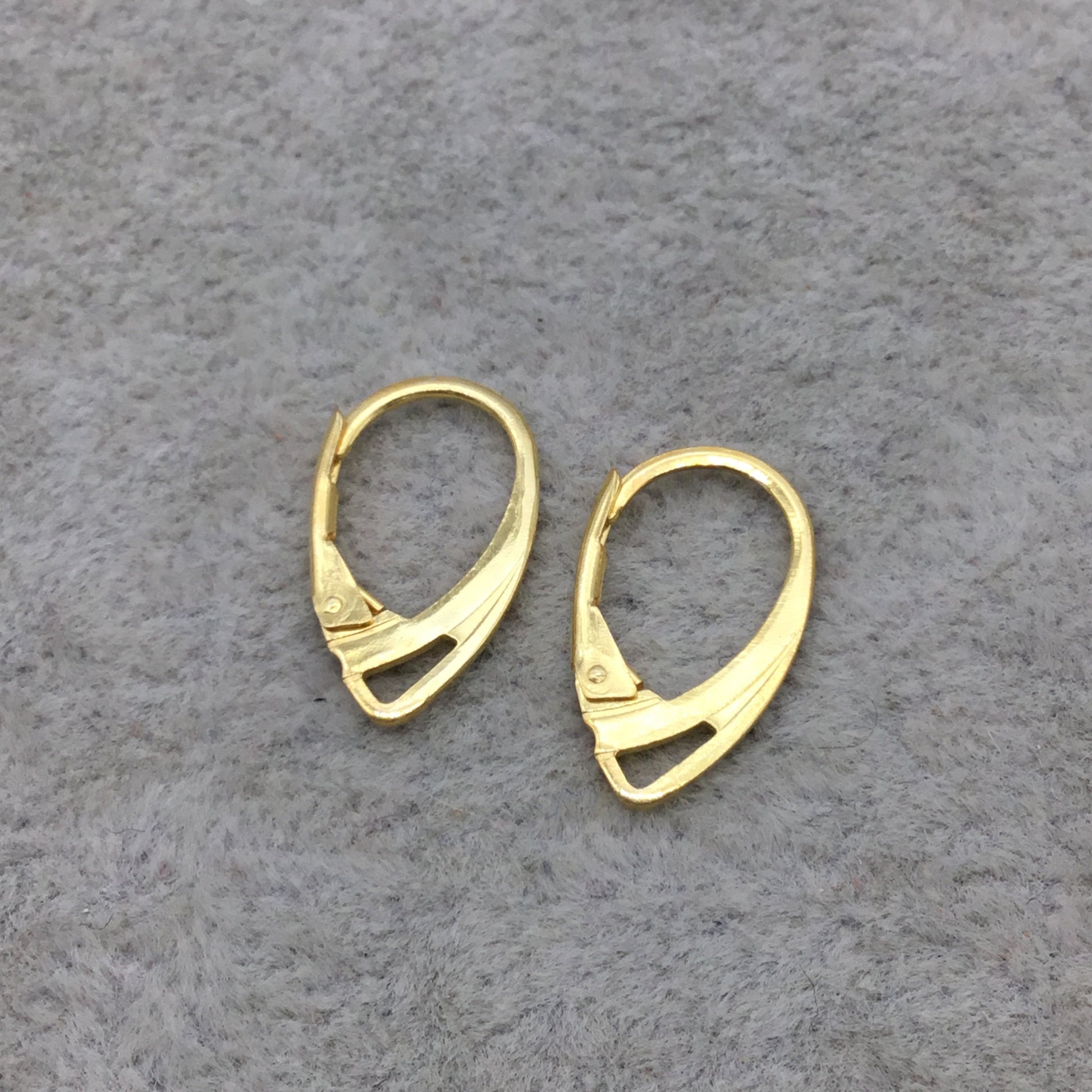 9mm x 17mm - 18k Gold Overlay Lever Back with Triangle Shaped Loop - High Quality Earring Finding - Four Pairs Per Pack (Eight Pieces Total)
