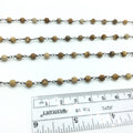 Gunmetal Plated Copper Rosary Chain with Smooth 4mm Round Shape Picture Jasper Beads - Sold by the Foot, or in Bulk! - Natural Beaded Chain