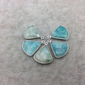 Silver Finish Faceted Green Amazonite Fan Shape Bezel - Plated Copper Pendant Component ~ 18mm x 18mm - Sold Individually