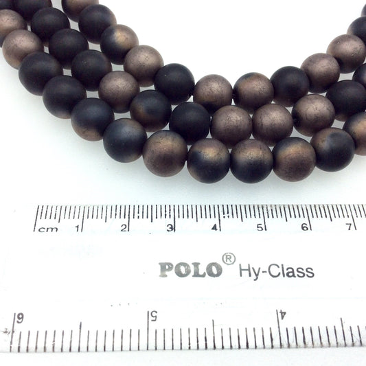 10mm Smooth Metallic Copper Wash Black Ceramic Round/Ball Shape Beads with 1mm Holes - Sold by 14.25" Strands (~ 40 Beads) - Unique!
