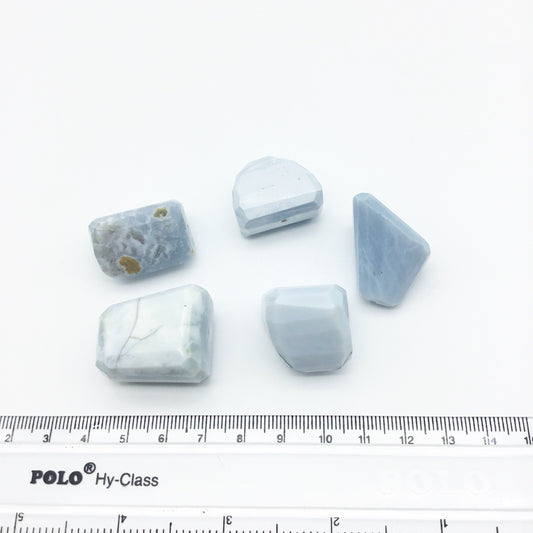 20-25mm Medium Faceted Blue Opal Nugget Bead - Sold Individually, Randomly Chosen - High Quality Hand-Cut Indian Semi-Precious Gemstone