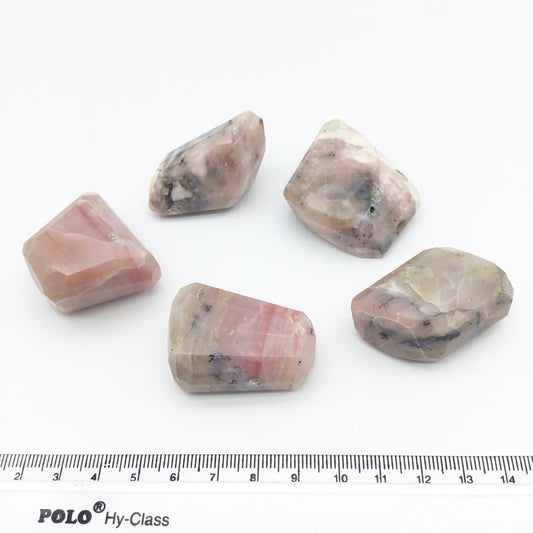 Pink Opal Faceted Nugget Bead - 40-50mm Large, Hand-Cut Indian Semi-Precious Gemstone - Sold Individually
