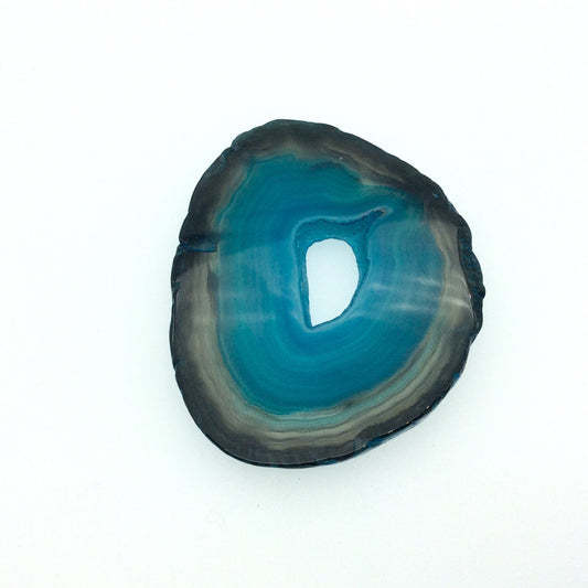OOAK Large Freeform Shaped UNDRILLED Open Aqua Blue/Green Agate Druzy "CHTA2" Slice Focal Pendant - 55mm x 70mm, Sold As Shown