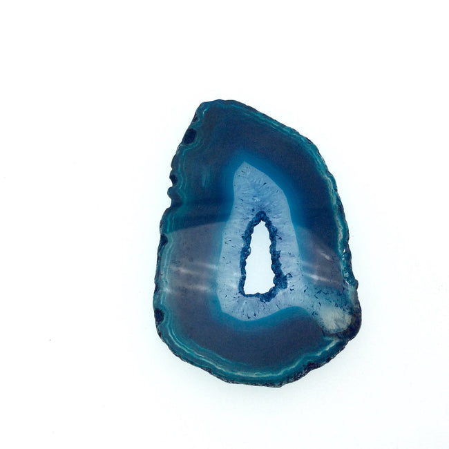 OOAK Large Freeform Shaped UNDRILLED Open Aqua Blue/Green Agate Druzy "CHTA9" Slice Focal Pendant - 50mm x 80mm, Sold As Shown
