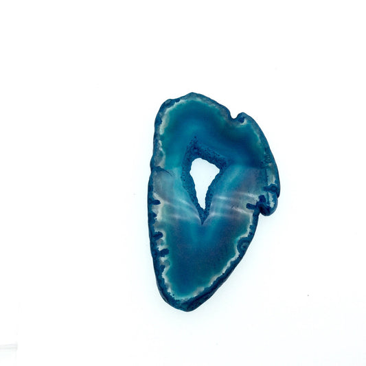 OOAK Large Freeform Shaped UNDRILLED Open Aqua Blue/Green Agate Druzy "CHTA14" Slice Focal Pendant - 45mm x 80mm, Sold As Shown