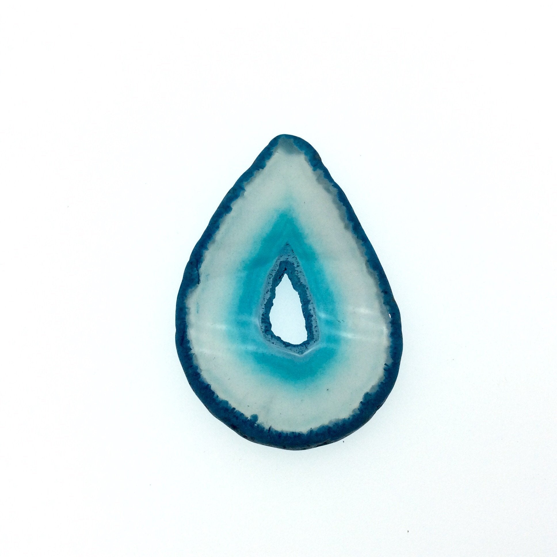 OOAK Large Freeform Shaped UNDRILLED Open Aqua Blue/Green Agate Druzy "CHTA18" Slice Focal Pendant - 50mm x 75mm, Sold As Shown