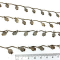 High Quality Bronze Spaced Dangle Chain - 6mm Strawberry Shaped Dangles W Deep Gold Colored Skinny Links - Sold By the Foot!