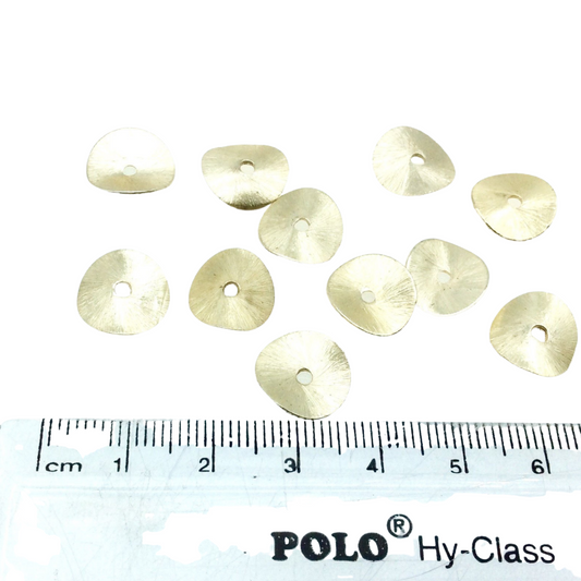 12mm Gold Brushed Finish Wavy Disc/Heishi Washer/Spacer Shaped Components - Sold in Pre-Counted Bulk Packs of 10 Pieces - (617-GD)