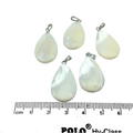 1" White/Ivory Teardrop Shaped Natural Mother of Pearl Pendant with Silver Bail - Measuring 15mm x 25mm - High Quality Gemstone