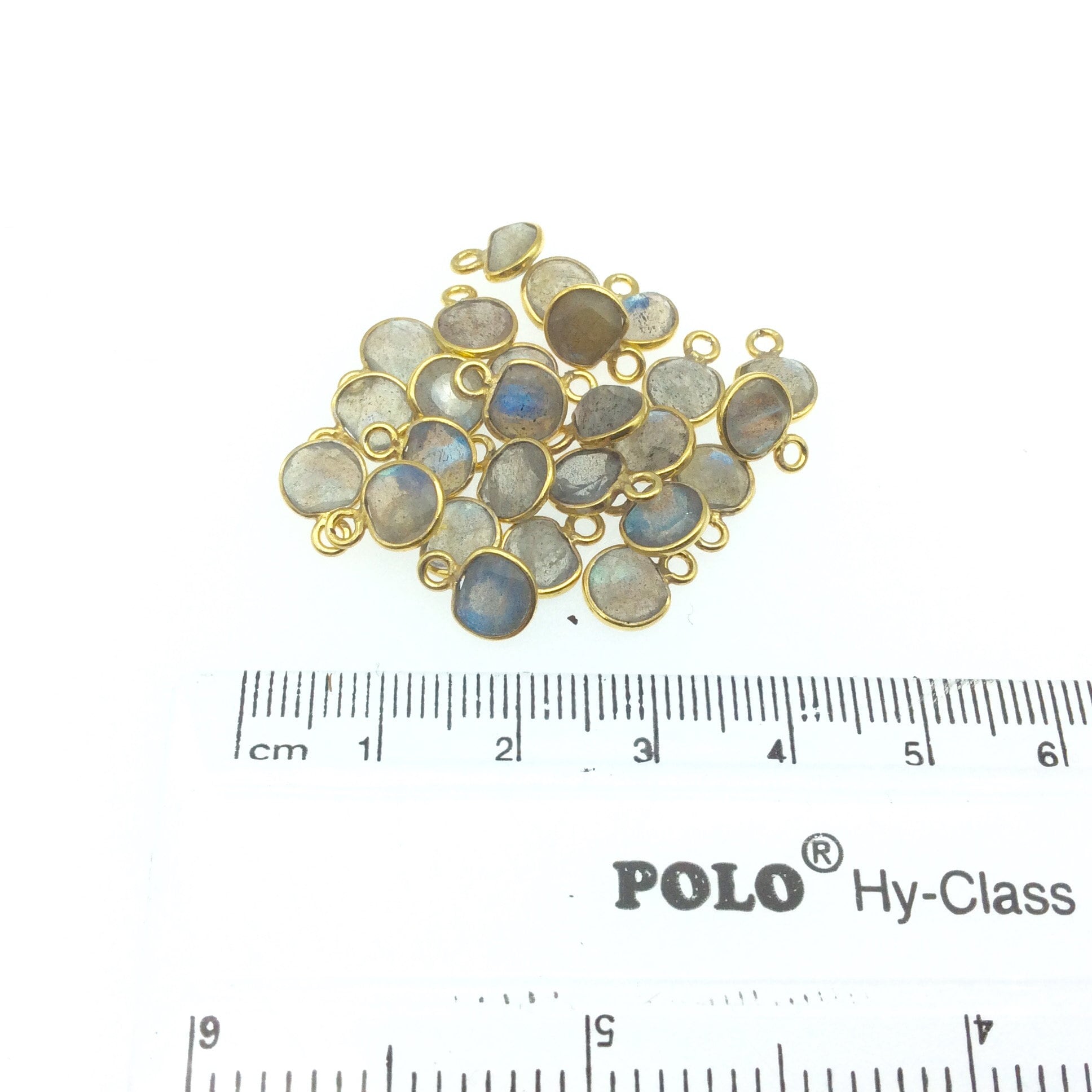 Labradorite Bezel | Single Gold Vermeil Faceted Natural Freeform Half Moon Shaped Pendant  - Measuring 5mm x 6mm - Sold Individually
