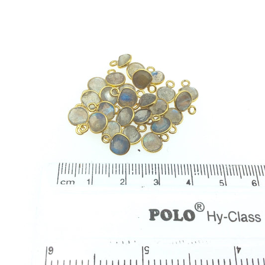 Labradorite Bezel | Single Gold Vermeil Faceted Natural Freeform Half Moon Shaped Pendant  - Measuring 5mm x 6mm - Sold Individually