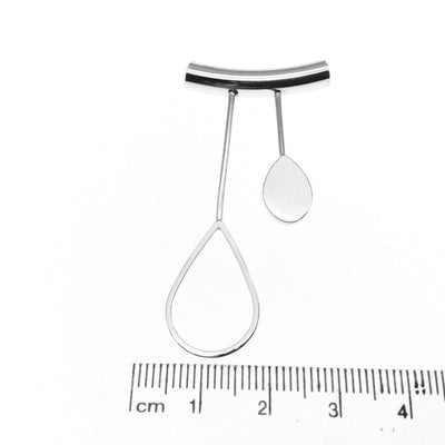 Silver Plated Tube Pendant - with Teardrop Embellishments - Measuring 25mm x 50mm with 5mm Hole - Sold Individually, Chosen at Random