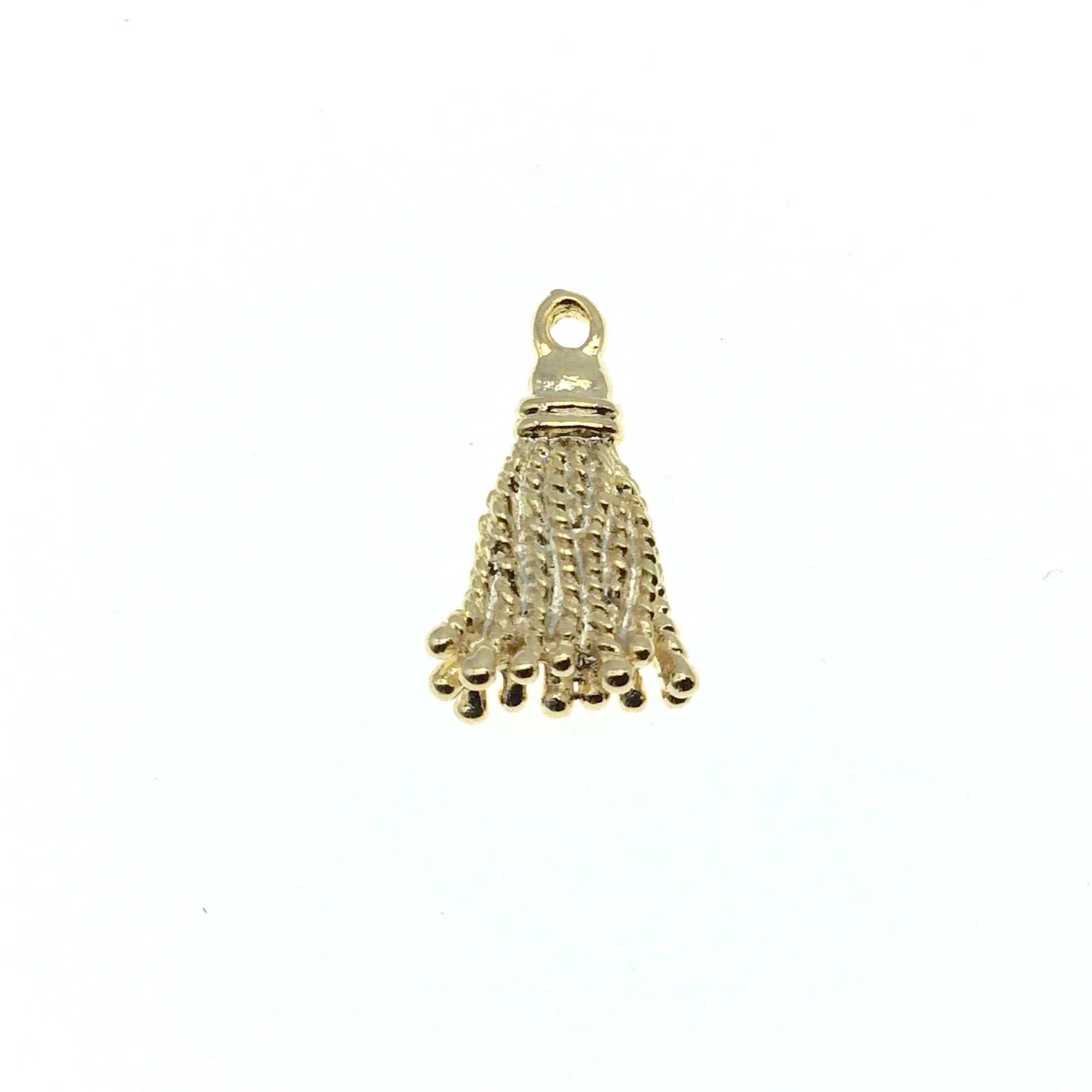 Gold Plated Brass Tassel Pendant with One Ring- Measuring 10mm x 18mm - Sold Individually, Chosen at Random