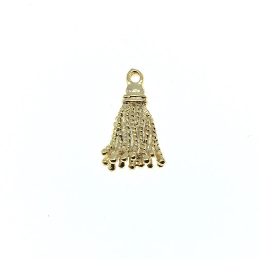 Gold Plated Brass Tassel Pendant with One Ring- Measuring 10mm x 18mm - Sold Individually, Chosen at Random