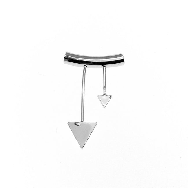 Silver Plated Tube Pendant - with Triangle Embellishments - Measuring 25mm x 38mm with 5mm Hole - Sold Individually, Chosen at Random
