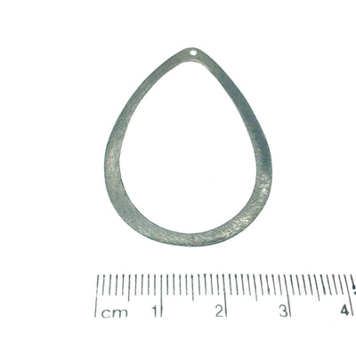 30mm x 43mm Gunmetal Brushed Finish Thick Open Teardrop Shaped Plated Copper Components (one hole) - Sold in Packs of 10 Pieces - (626-GM)