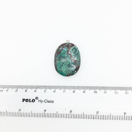 OOAK Silver Plated Stabilized Brazilian Turquoise Freeform Shaped Bezel Pendant "BTS5" - ~ 27mm x 38mm - Sold Individually , As Pictured