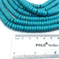 3mm x 8mm Smooth Turquoise Blue/Green Howlite Heishi/Disc Shaped Beads - 15.75" Strand (Approximately 127 Beads) - Dyed Natural Gemstone