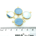 Large Single Gold Electroplated Natural Blue Opal Horizontal Round Shaped Connector - Measuring 18-20mm approximately