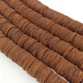 15mm Cinnamon Brown Colored Suede Leather Heishi/Disc Beads with 2mm Holes - 15.5" Strand (Approx. 103 Beads) - Sold by the Strand