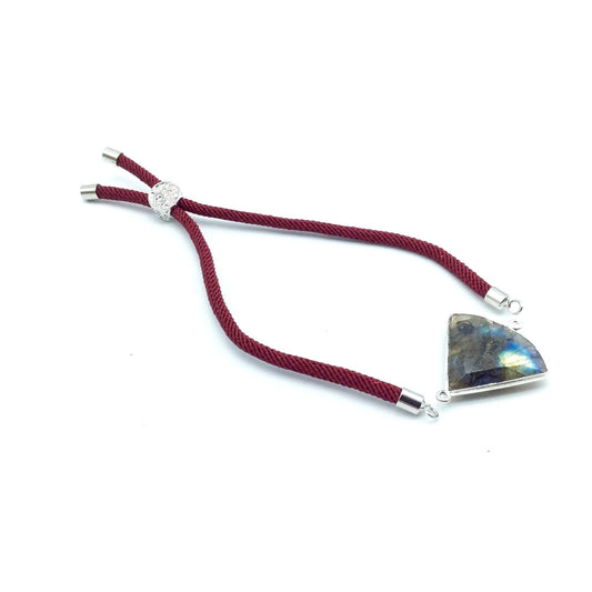 Maroon Half Finished Cord Bracelet with Silver Plated Tree of Life Sliding Stopper Bead - 115mm Single Cord Length, 8mm Stopper Bead