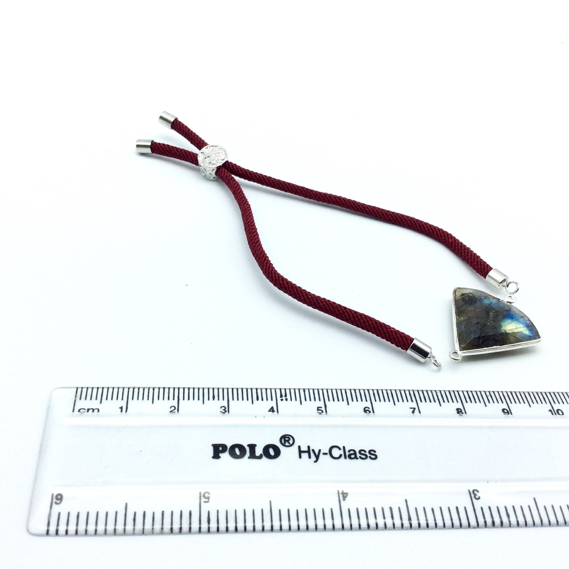 Maroon Half Finished Cord Bracelet with Silver Plated Tree of Life Sliding Stopper Bead - 115mm Single Cord Length, 8mm Stopper Bead