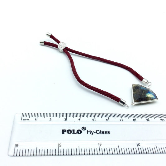 Maroon Half Finished Cord Bracelet with Silver Plated Tree of Life Sliding Stopper Bead - 115mm Single Cord Length, 8mm Stopper Bead